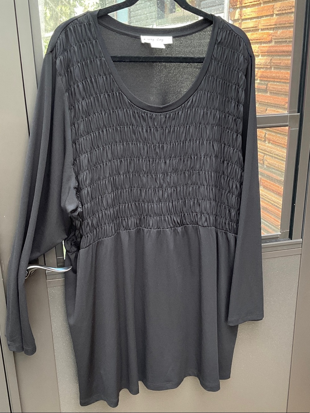 Penningtons Black Long-Sleeve Smocked Bodice Top